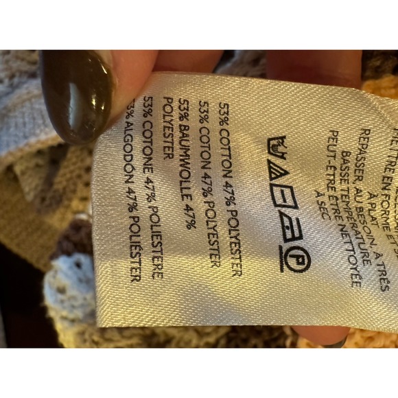 BDG Sweater Men Medium Tan Pink Striped Button Down Short Sleeve Knit Polo Retro - Picture 10 of 10